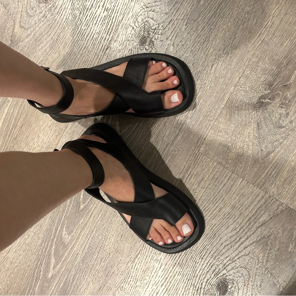 Black Strappy Sandals for Women